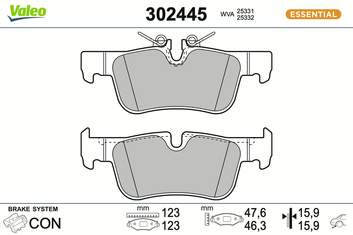 Jeu de 4 plaquettes de frein VALEO ref. 302445